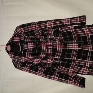 Women's Dots brand Double Breasted Peacoat.  Black/ Hot Pink/ Cream/ Gray. Sz XL